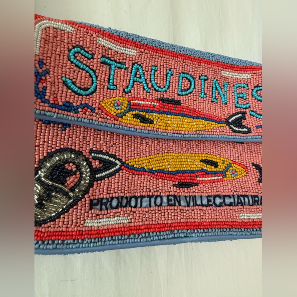 STAUD Pink Beaded 'Staudines' Shoulder Bag with Blue Strap - Picture 2 of 5